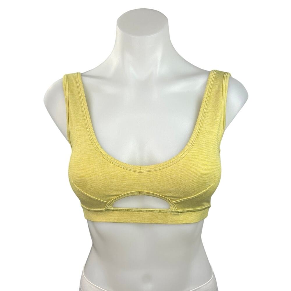 Outdoor Voices Yellow Scoop Neck Cutout Athletic Sports Bra Top Size XS